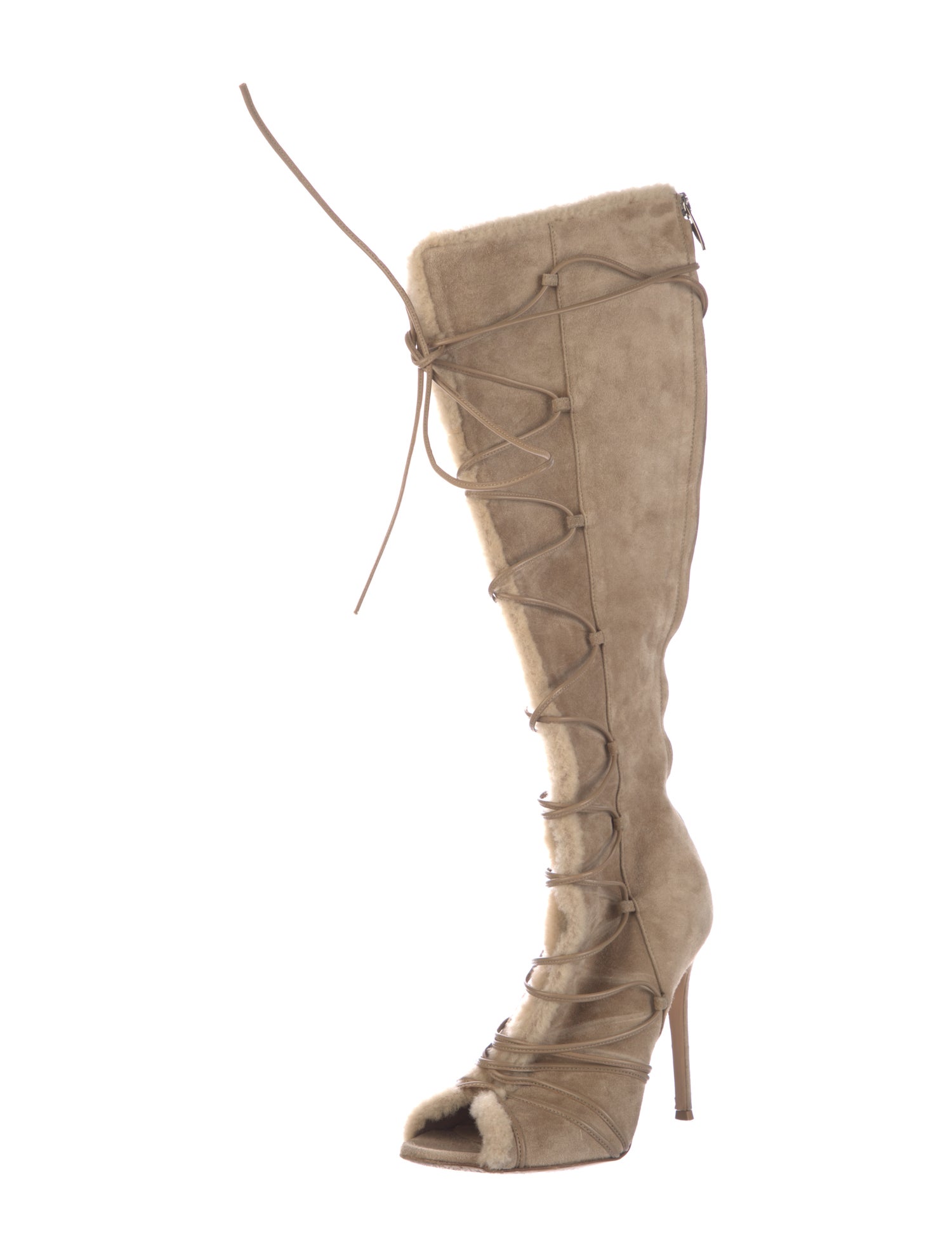Gianvito Rossi Suede Colorblock Pattern Lace-Up Boots